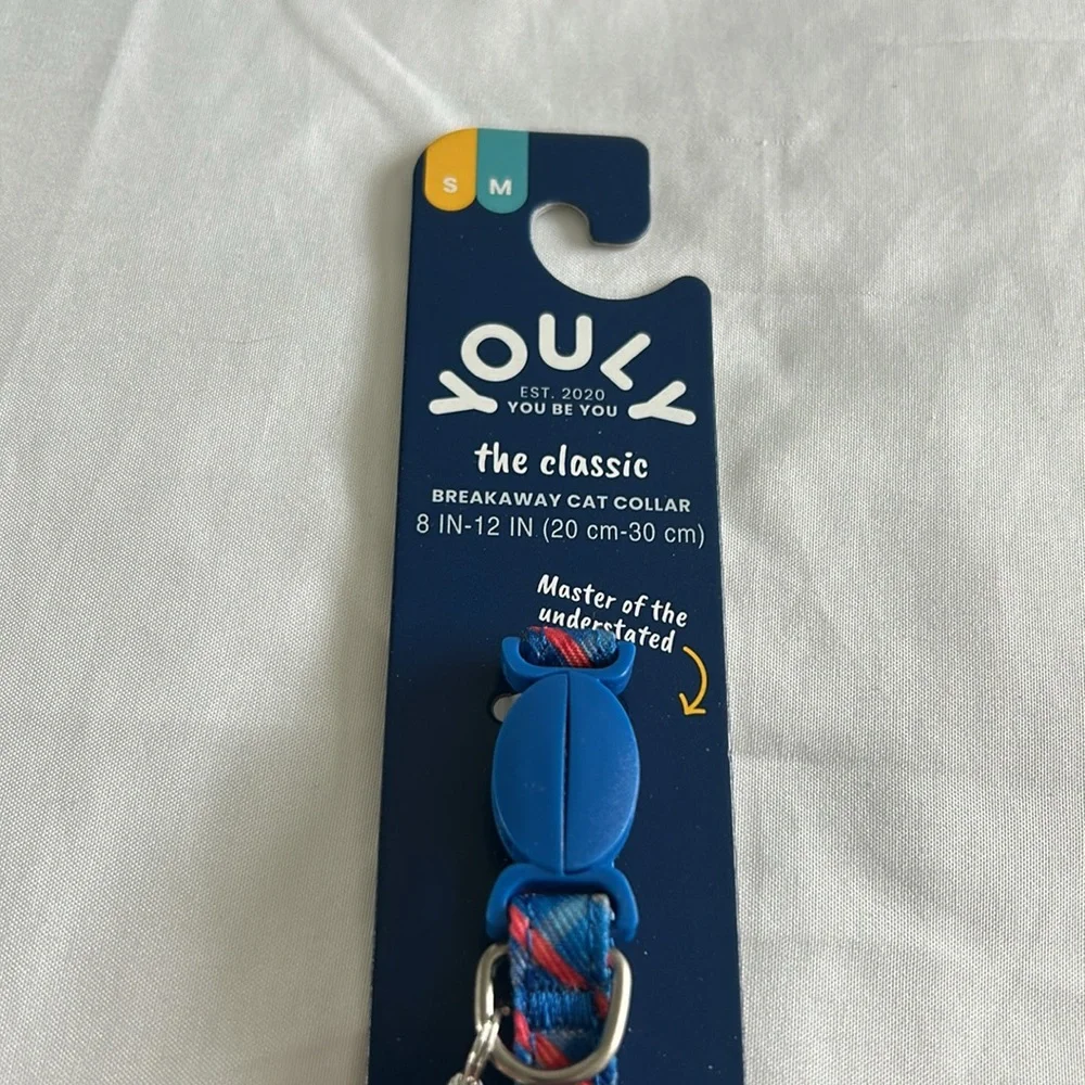 Youly The Classic Blue Plaid Bow Breakaway Kitten (XS)/Cat Collar (S/M)